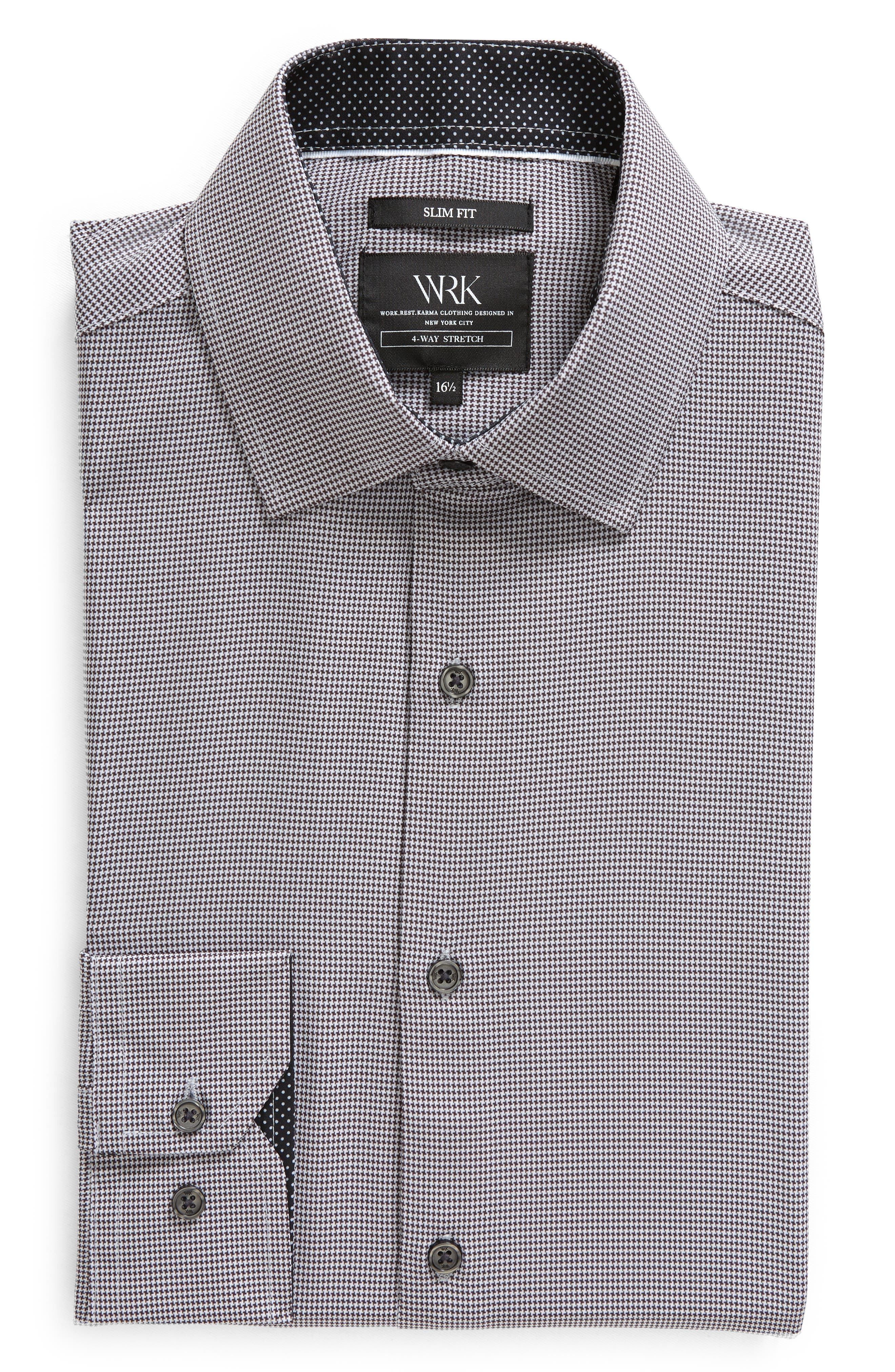 W.R.K Slim Fit Houndstooth Print Recycled Performance Stretch Dress Shirt