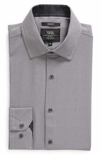 Slim Fit Houndstooth Print Recycled Performance Stretch Dress Shirt
