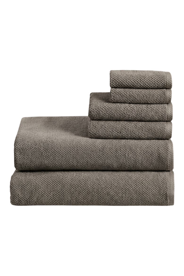 6-Piece Cotton Textured Bath Sheet Set, Main, color, DARK GREY