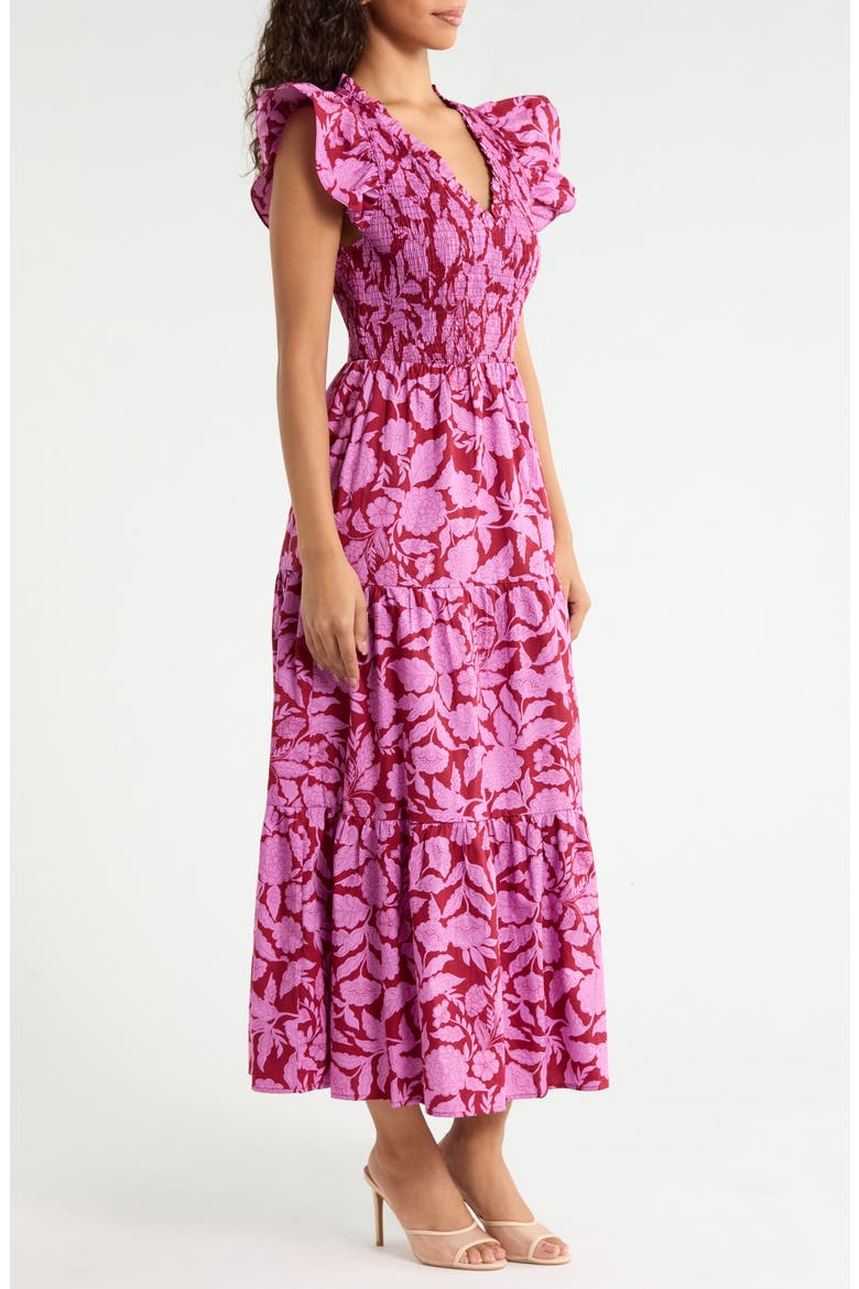 Sunfire Floral Cotton Sundress, Alternate, color, BURGUNDY-PINK