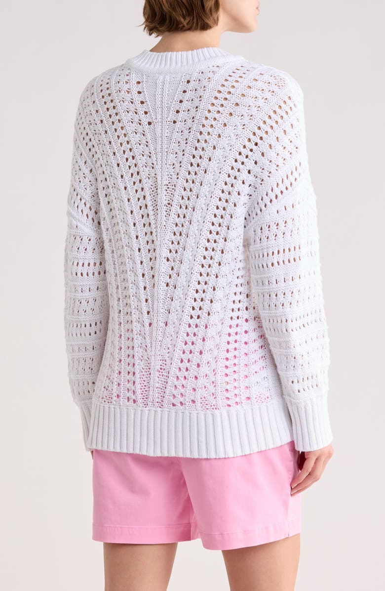 Tommy Bahama Beachy Open Stitch Cotton Sweater, Alternate, color, White