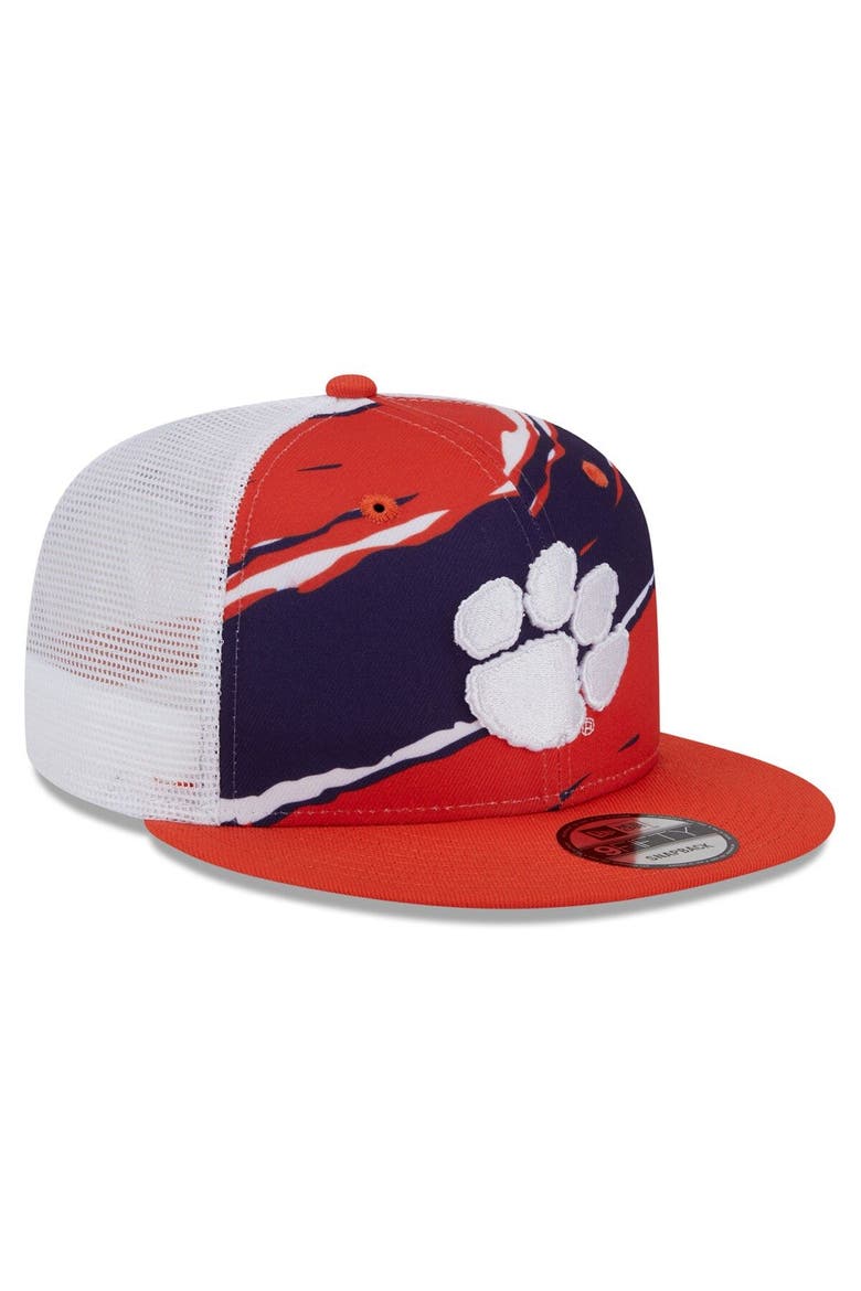 Men's New Era Orange Clemson Tigers Tear Trucker 9FIFTY Snapback Hat, Alternate, color, Orange