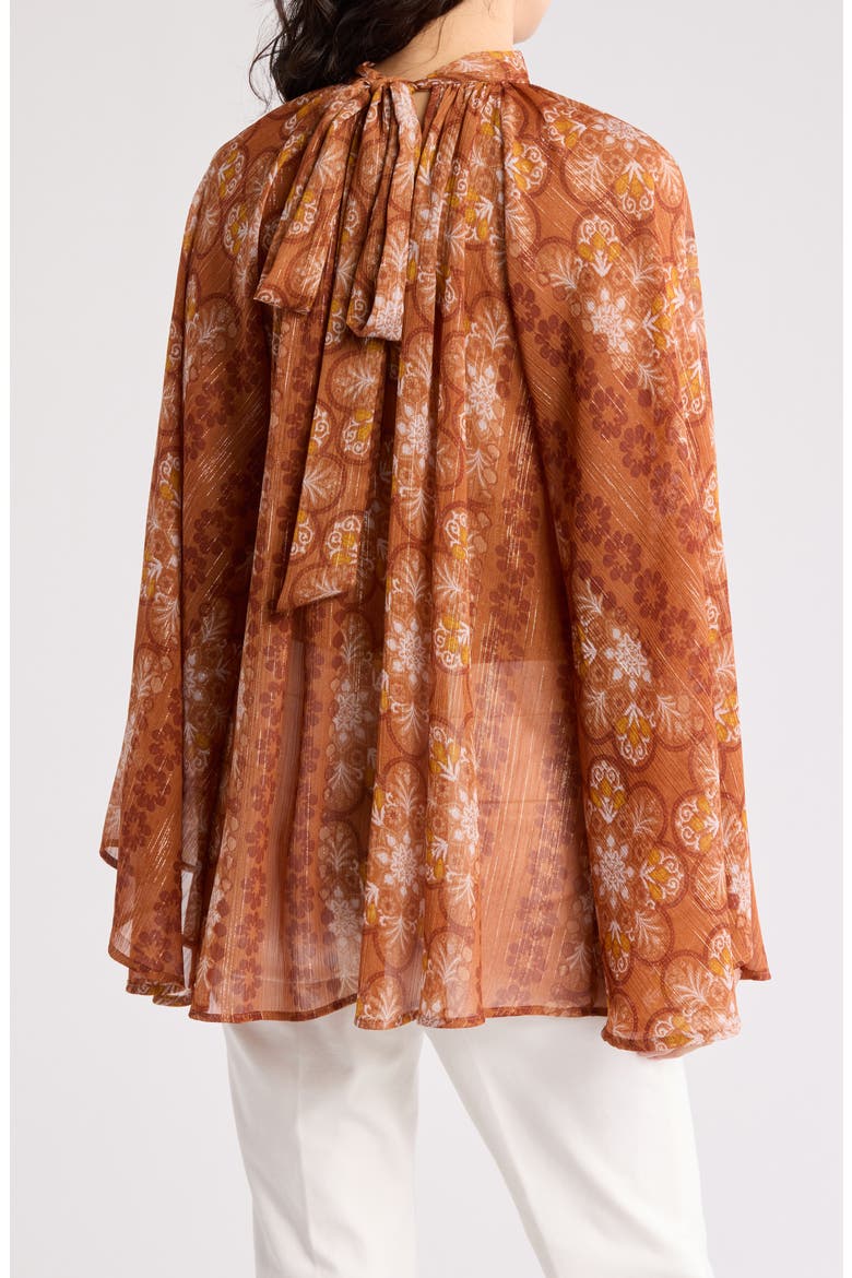 Sheer Bell Sleeve Top, Alternate, color, RUST