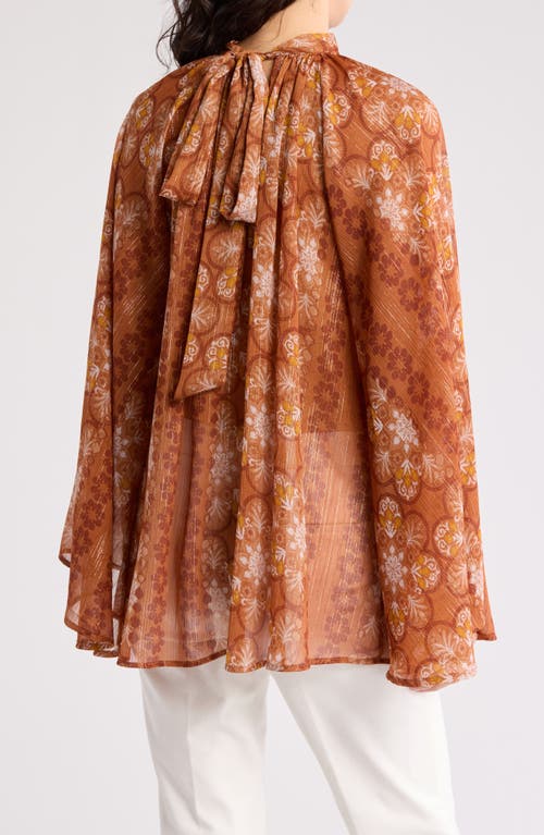 Renee C Sheer Bell Sleeve Top In Rust