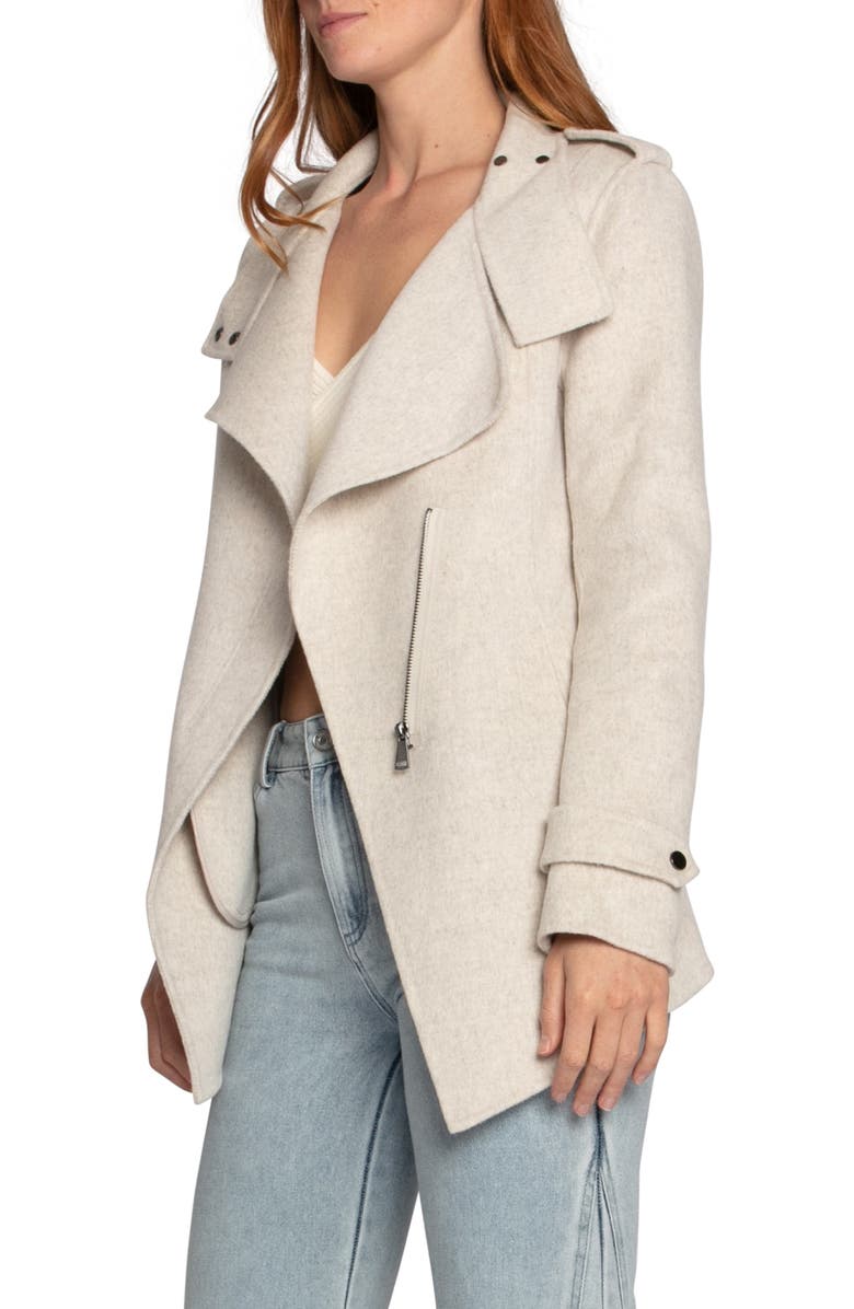 Belle & Bloom Bad Girl Wool Blend Moto Coat, Alternate, color, Oat Marle