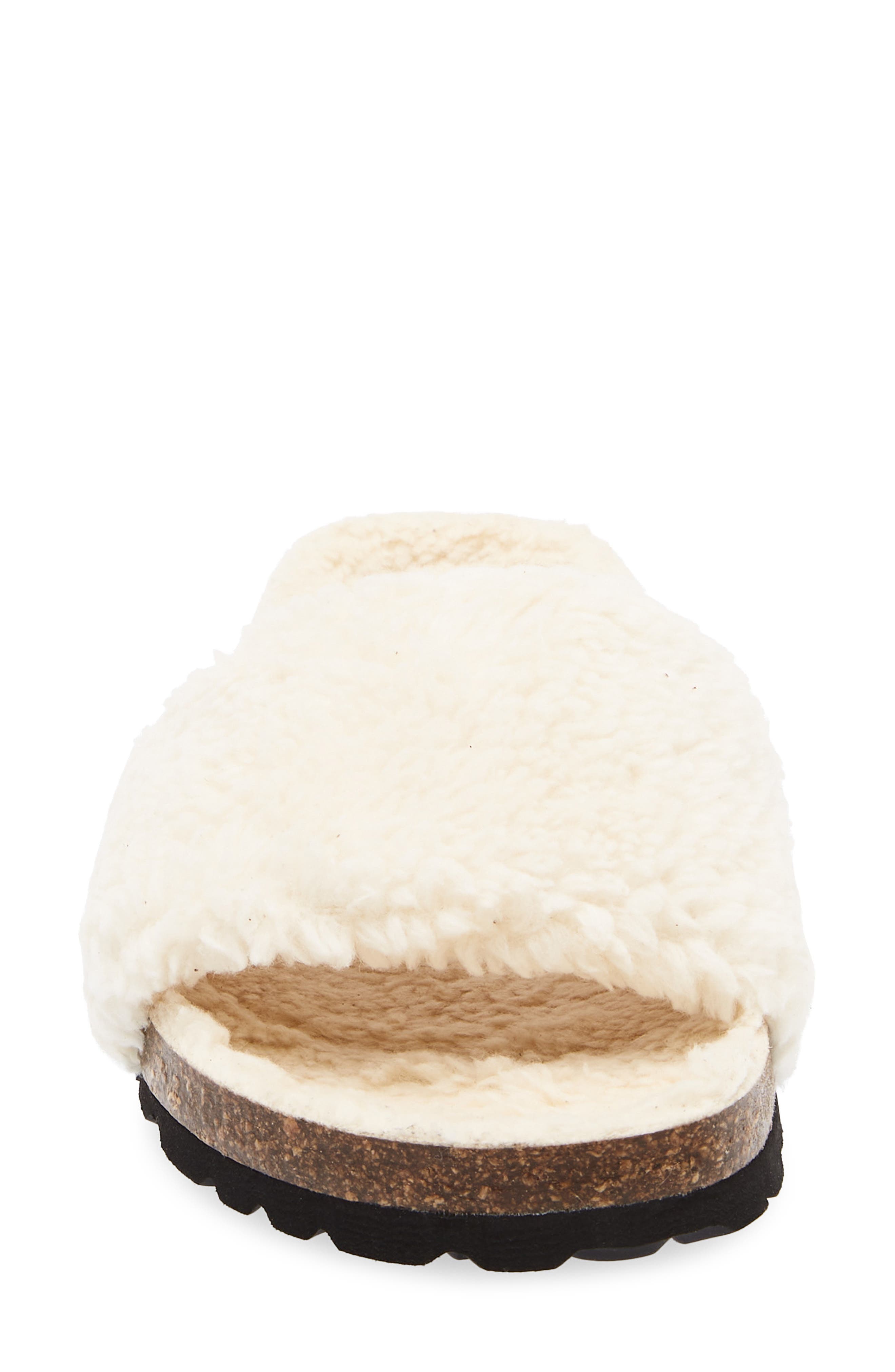 Mylie Faux Fur Slide Sandal, Alternate, color, CREME
