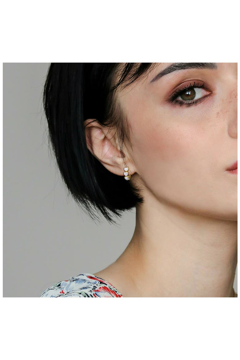 Semiprecious Stone Heart Hoop Earrings, Alternate, color, WHITE