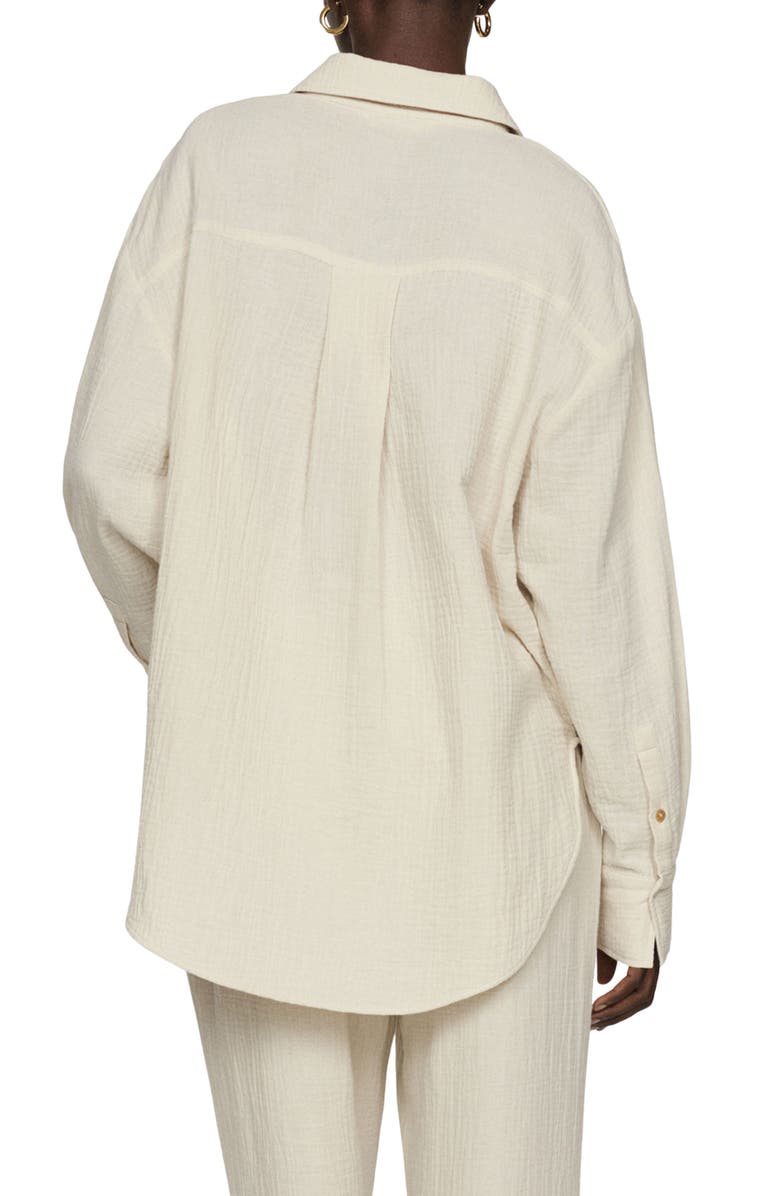 MANGO Oversize Cotton Gauze Button-Up Shirt, Alternate, color, 