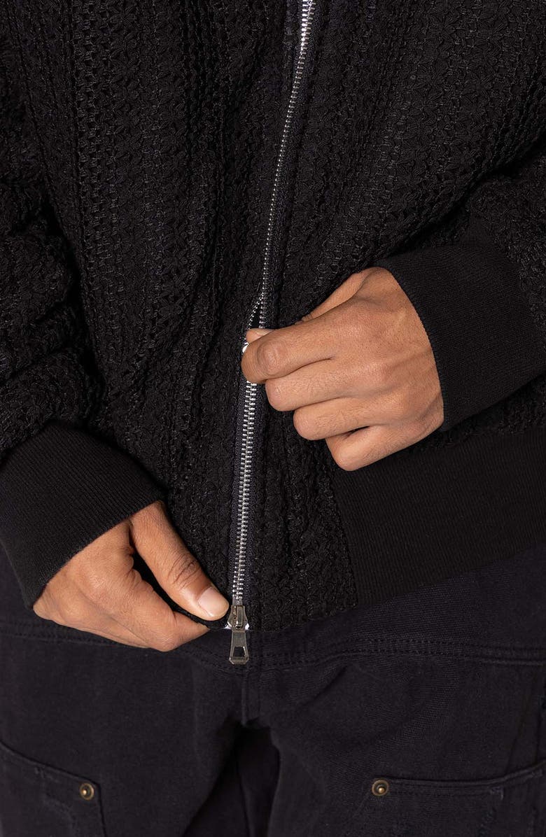 mnml Open Stitch Knit Bomber Jacket, Alternate, color, Black