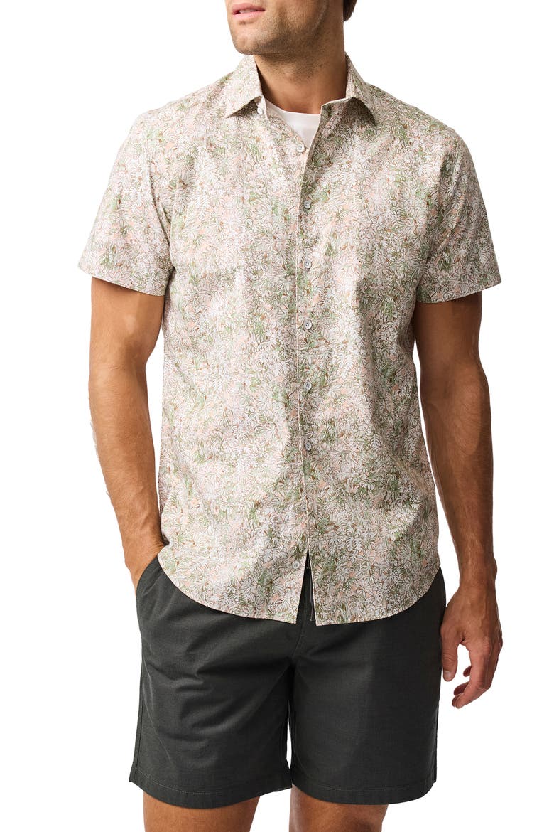 Forsyth Island Short Sleeve Button-Up Shirt, Main, color, JUNGLE