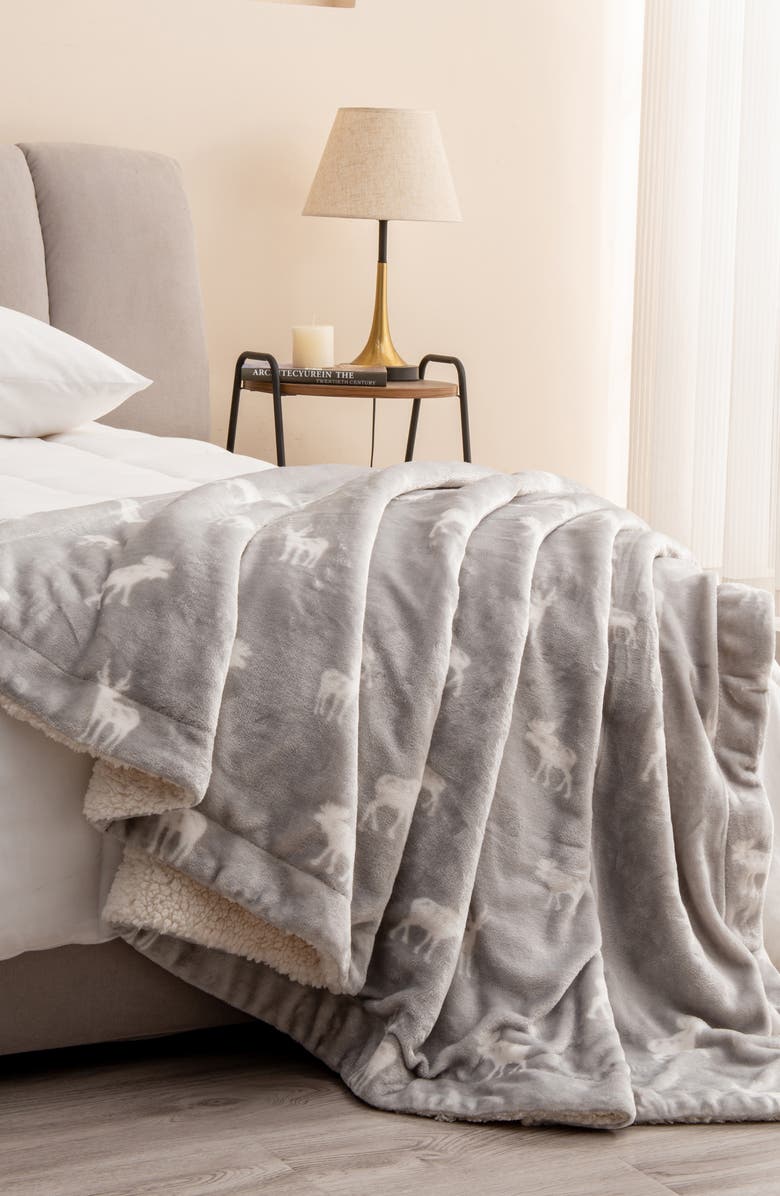 Reversible Faux Shearling Throw Blanket