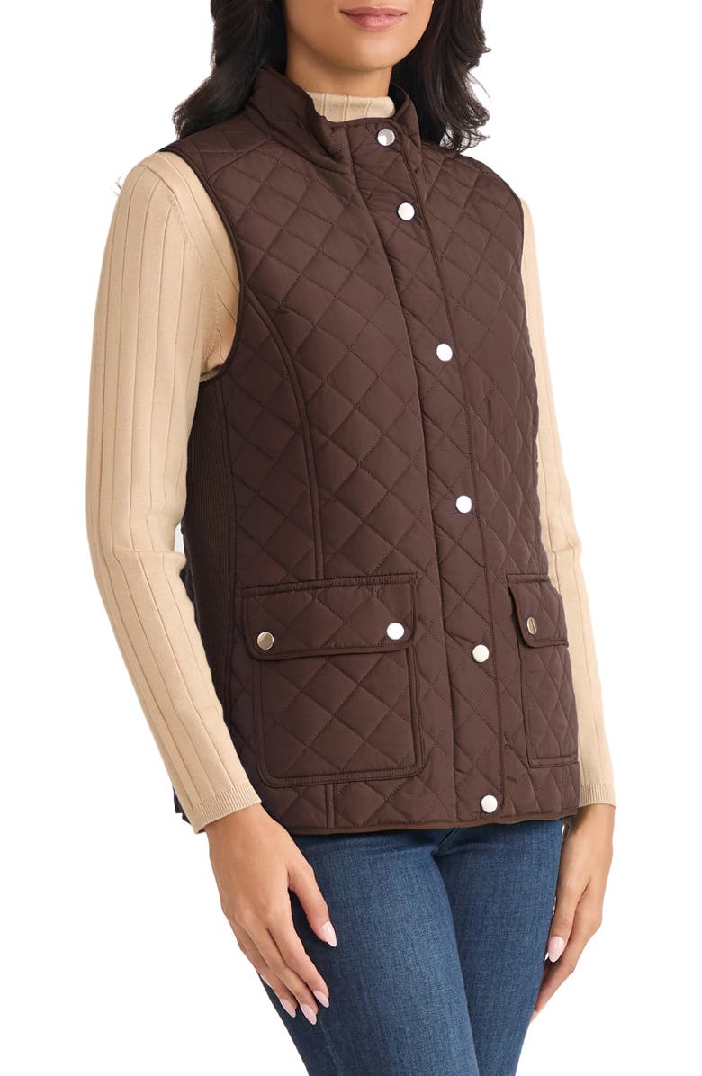Jones New York Quilted Vest, Alternate, color, Coffee Bean