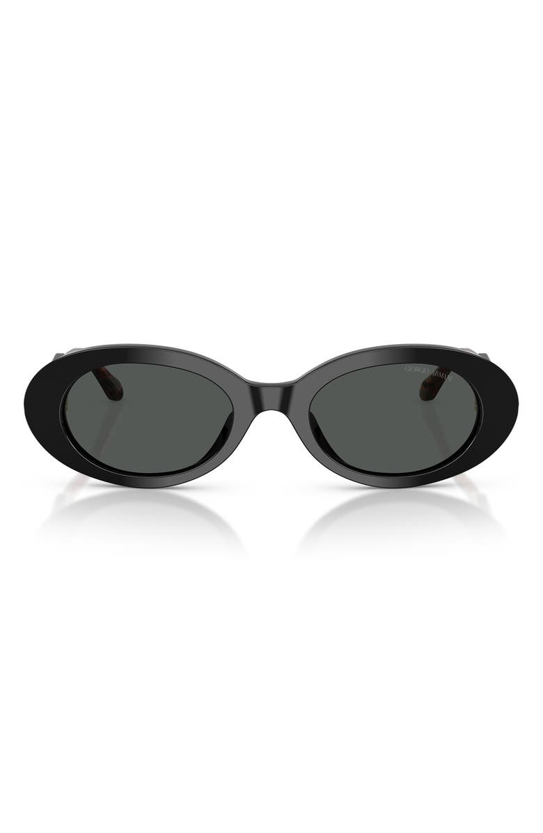 Giorgio Armani 52mm Oval Sunglasses, Main, color, Black/ Dark Grey