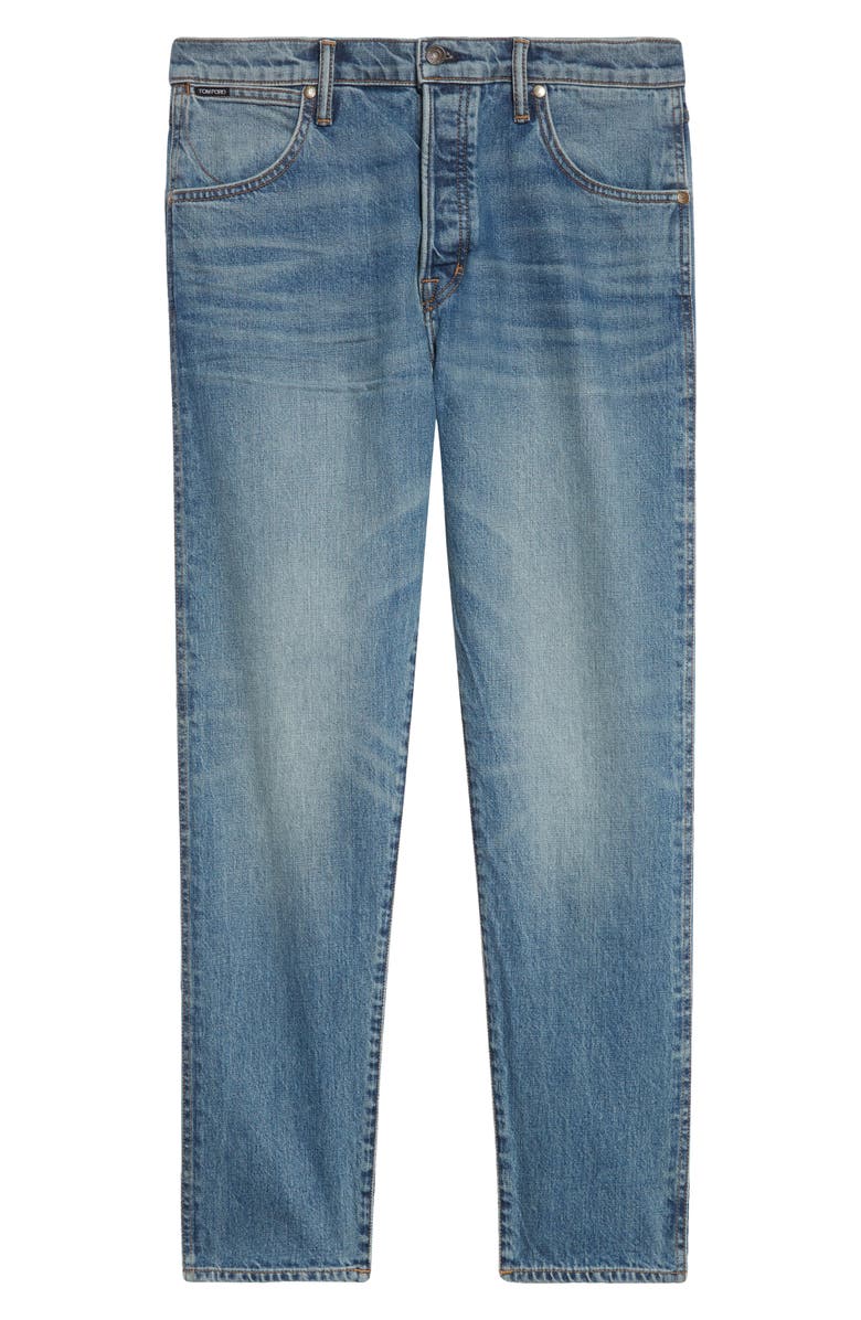 TOM FORD Tapered Fit Stretch Denim Jeans, Alternate, color, Washed Blue