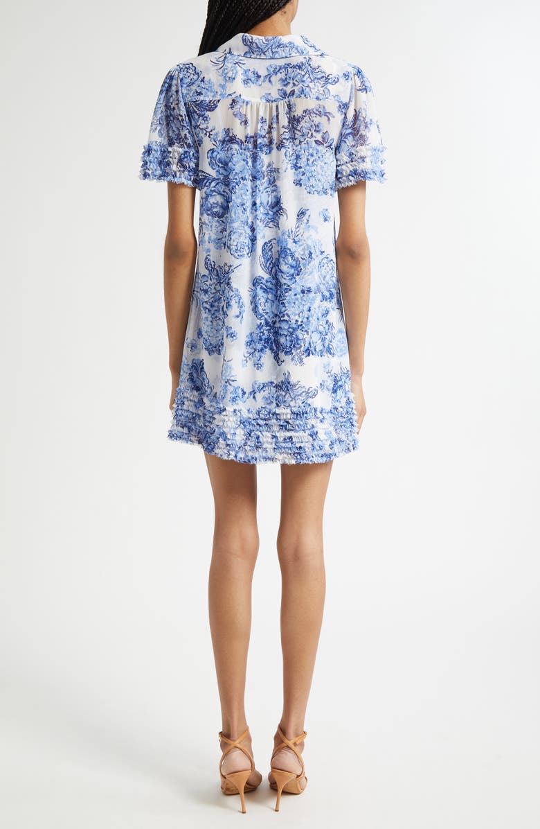 Cinq à Sept Print Ruffle Minidress, Alternate, color, Endless Sky Multi