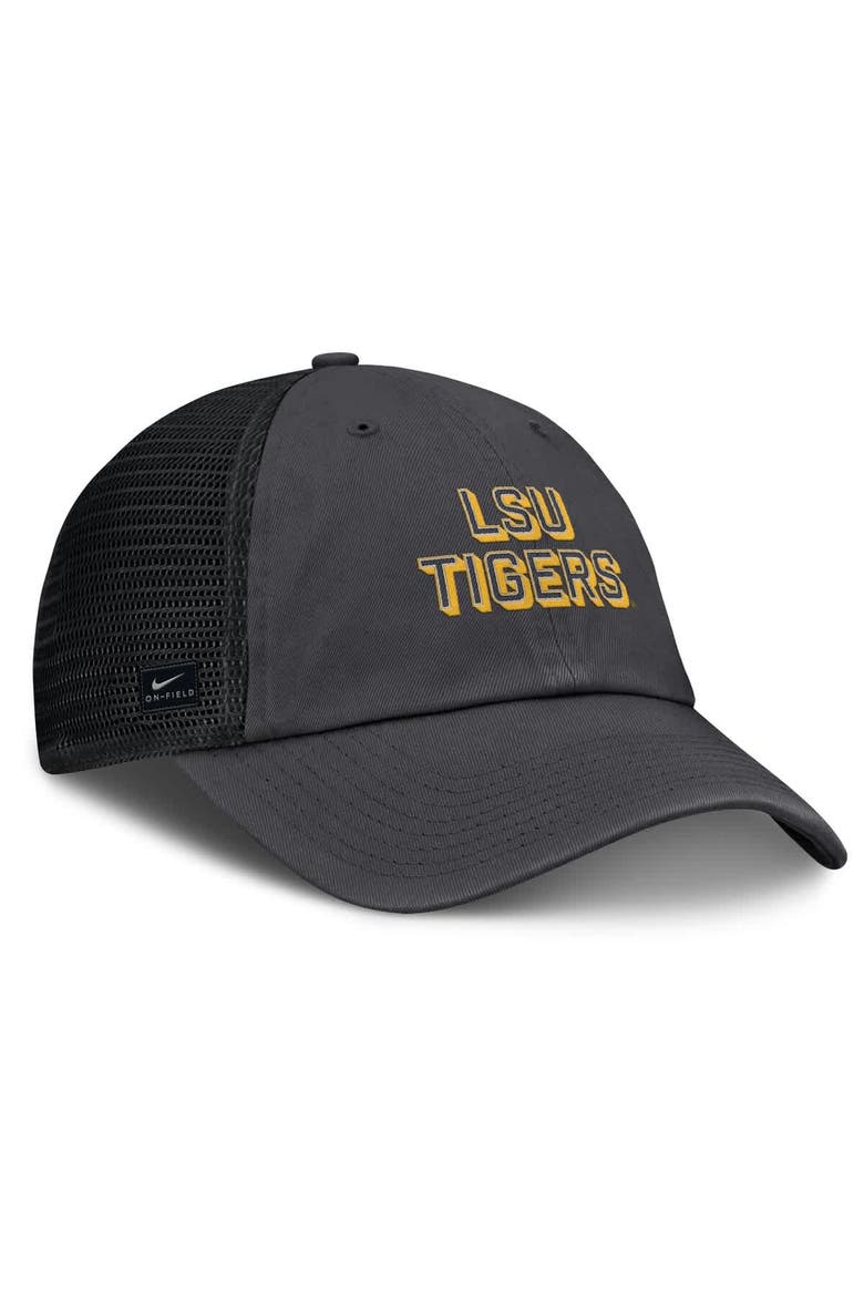 Men's Nike Anthracite LSU Tigers 2025 Gameday On-Field Club Adjustable Trucker Hat, Alternate, color, Anthracite