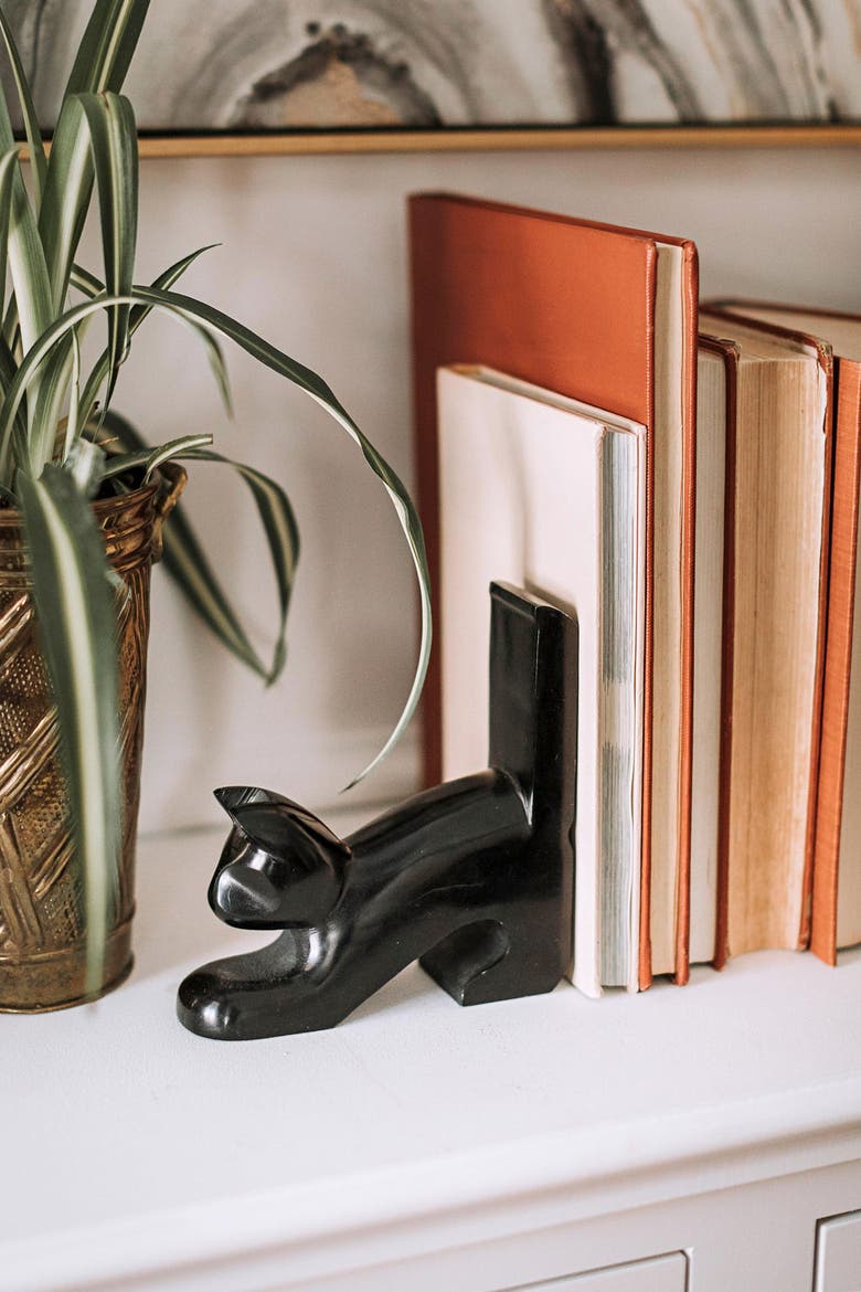 Playful Cat Bookends, Alternate, color, Tan