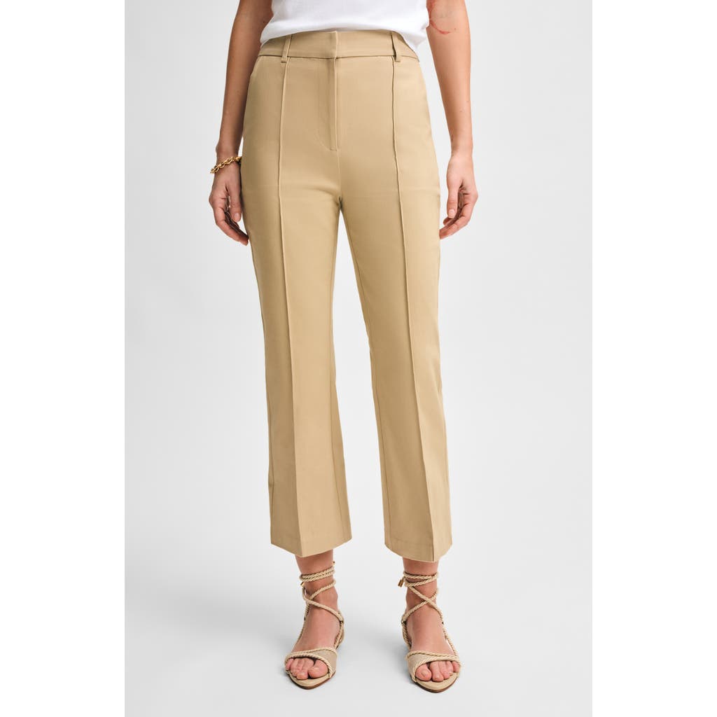 Isaac Mizrahi New York Stretch Twill Ankle Kick Flare Pants In Khaki