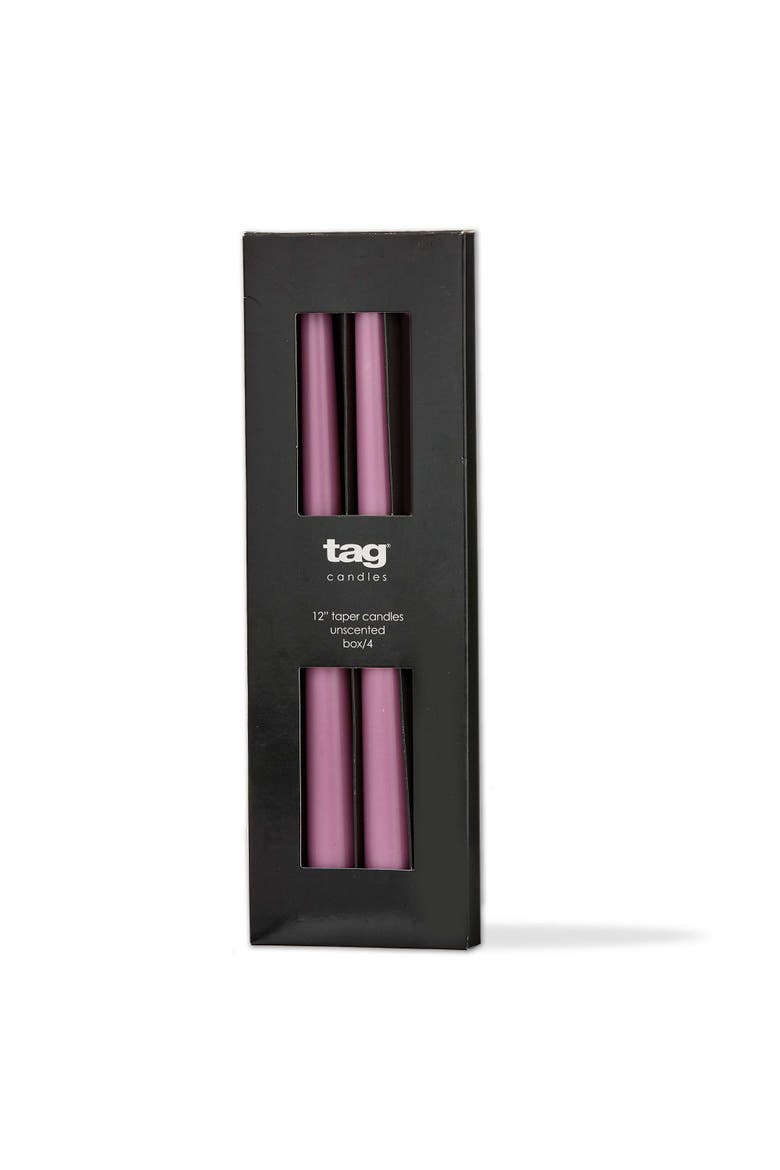 Color Studio Traditional Taper Unscented Candle Set Lilac, Main, color, Purple