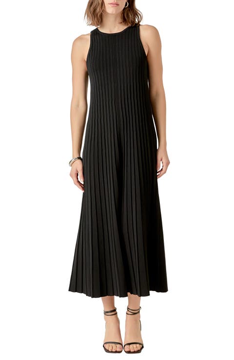 Pleated Knit Sleeveless Maxi Dress