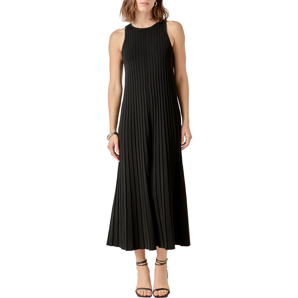 ENGLISH FACTORY ENGLISH FACTORY PLEATED KNIT SLEEVELESS MAXI DRESS
