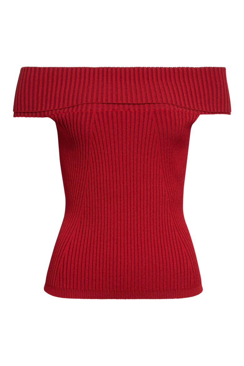 Luke Foldover Off the Shoulder Rib Top, Alternate, color, SCARLET RED