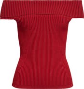 Ramy Brook Luke Foldover Off the Shoulder Rib Top