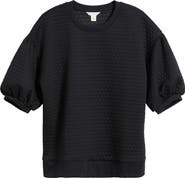 Caslon® Jacquard Puff Sleeve Sweatshirt