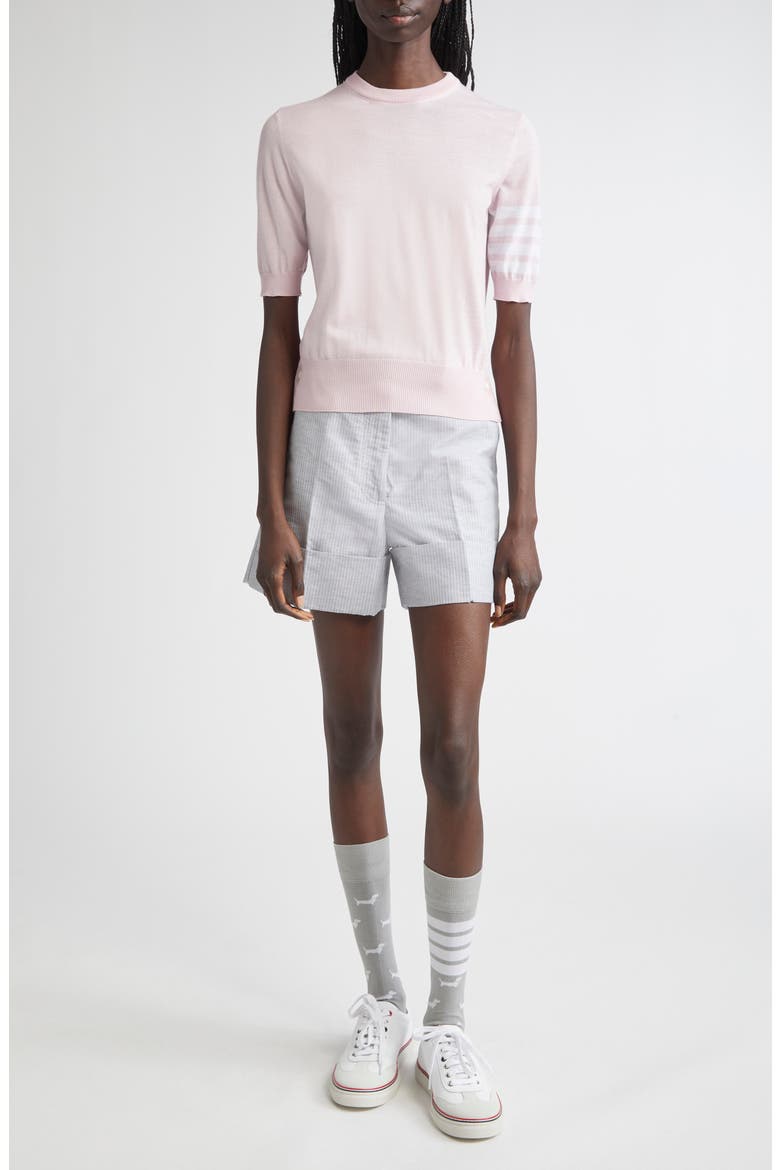 4-Bar Short Sleeve Wool Blend Sweater, Alternate, color, LIGHT PINK