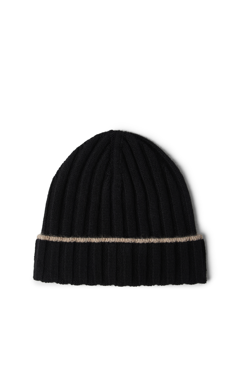 Brunello Cucinelli Cashmere rib knit beanie, Main, color, Black