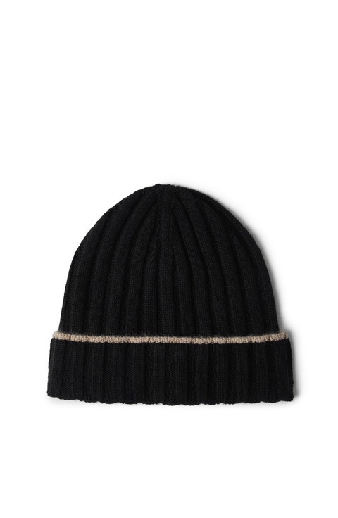 Cashmere rib knit beanie