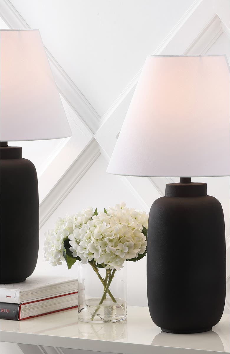 JONATHAN Y Elinore 24.5" Minimalist Scandinavian Resin/Iron Ginger Jar LED Table Lamp, Alternate, color, Matte Black