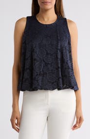 Renee C Lace Bubble Hem Top