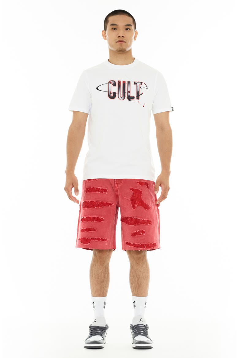 Grunge Carpenter Denim Shorts, Alternate, color, RED CANVAS