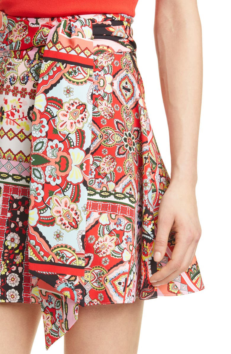 Alice + Olivia Helina Patchwork Print Miniskirt, Alternate, color,