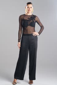 Natori Mesh Lace Applique Mesh Top