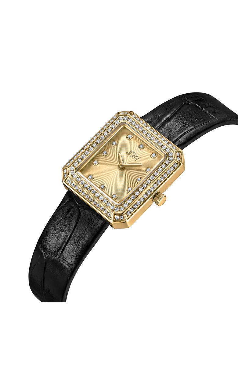 JBW Arc Diamond Leather Strap Watch, 23mm, Alternate, color,