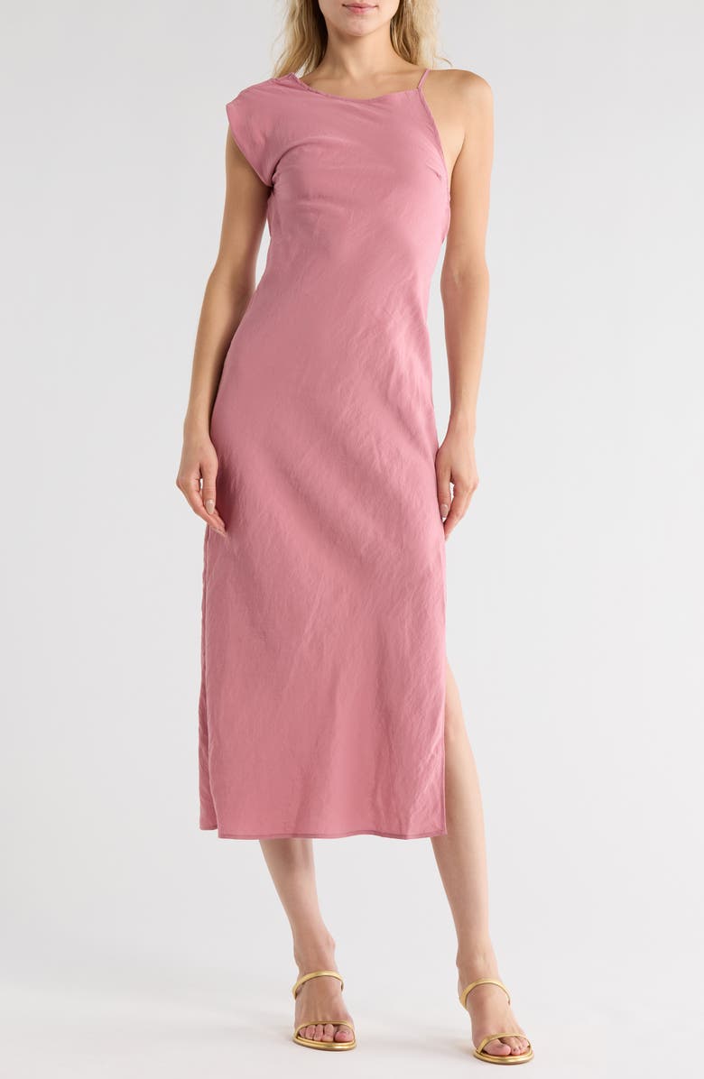 ASOS DESIGN One Shoulder Midi Dress, Main, color, Pink