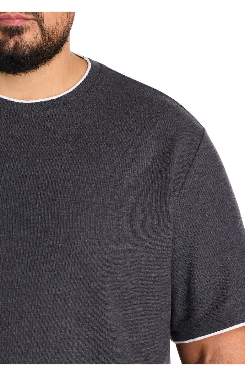 Harbor Bay by DXL Big & Tall Piqué Crewneck T-Shirt, Alternate, color, Black Heather