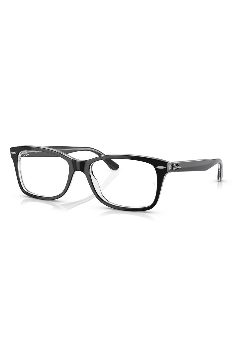 Ray-Ban 53mm Square Optical Glasses, Alternate, color, Black