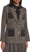 KARL LAGERFELD PARIS Quilted Accent Tweed Jacket