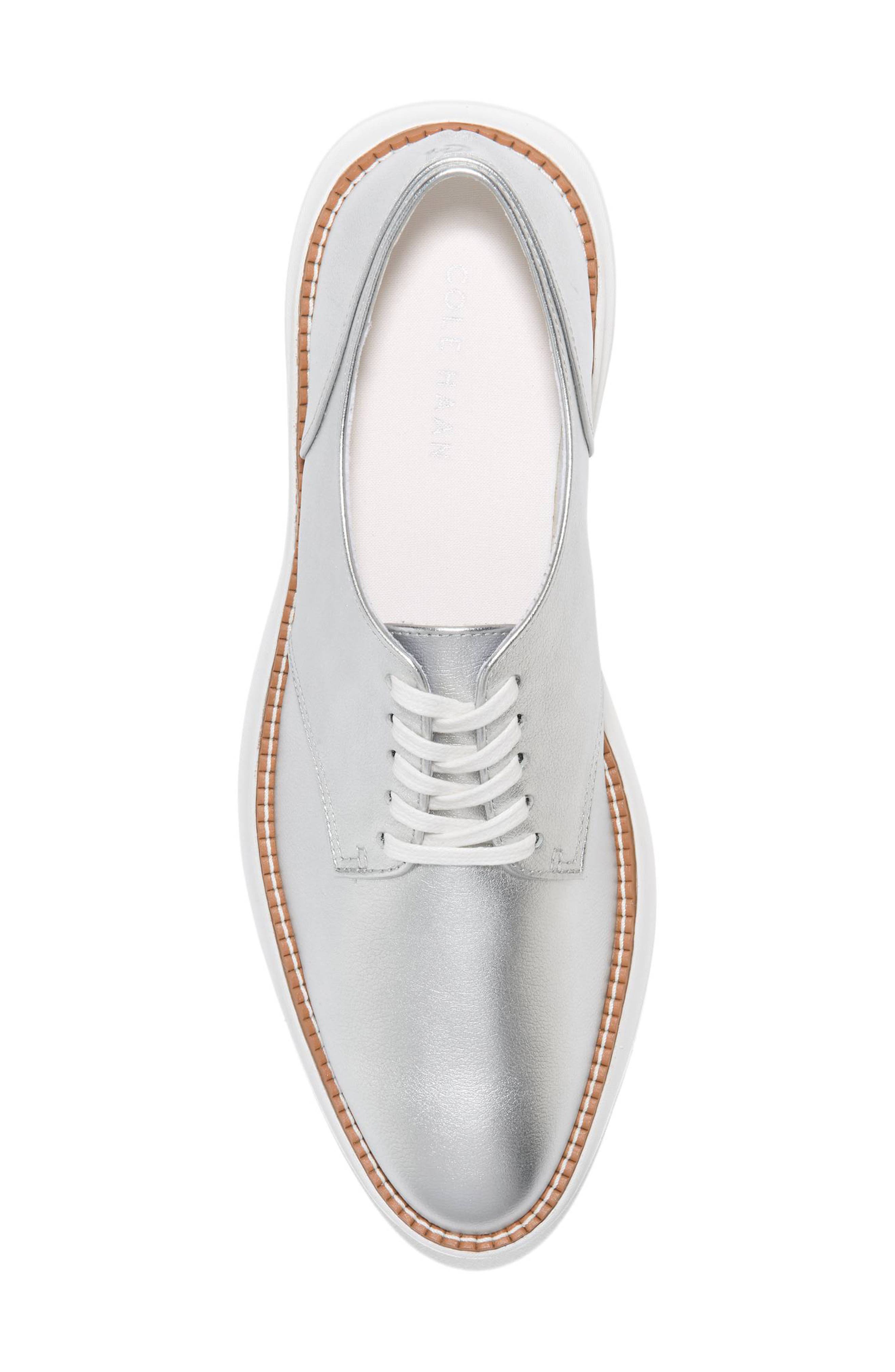 Cole Haan <p>Grand Shadowlite Leather Oxford (Women)</p>, Alternate, color, Silver Metallic Leather