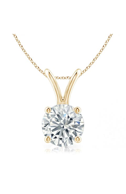 14k Yellow Gold Lab-grown Round Diamond Solitaire Pendant Necklace W/ 18" Chain