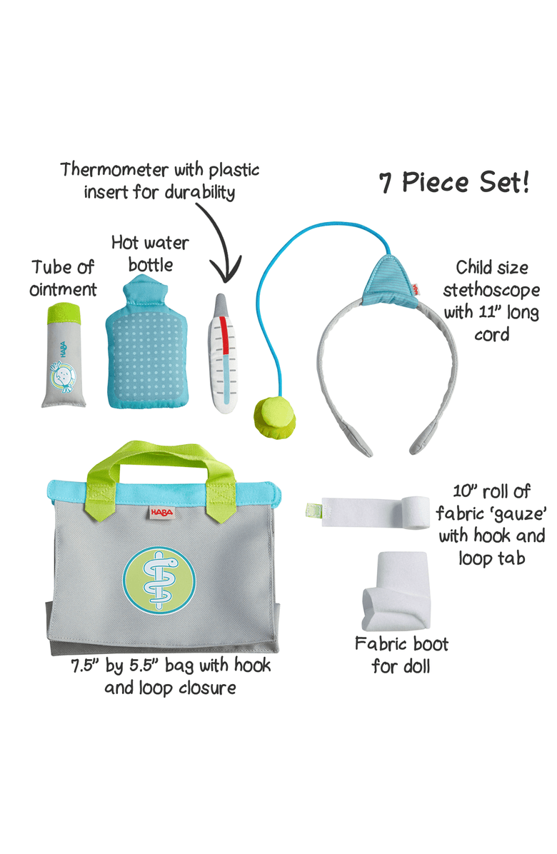 HABA Doll Size Kids Doctor Playset and Baby Doll Accessories for Pretend Play for Toddlers 3-5 and 3 Year Old Gifts, Alternate, color, Multi