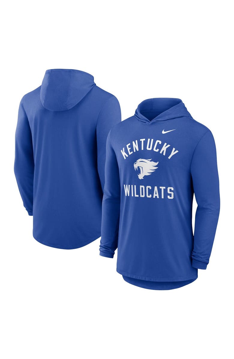 Nike Men's Nike Royal Kentucky Wildcats Classic Arch Tri-Blend Long Sleeve Hoodie T-Shirt, Alternate, color, Royal