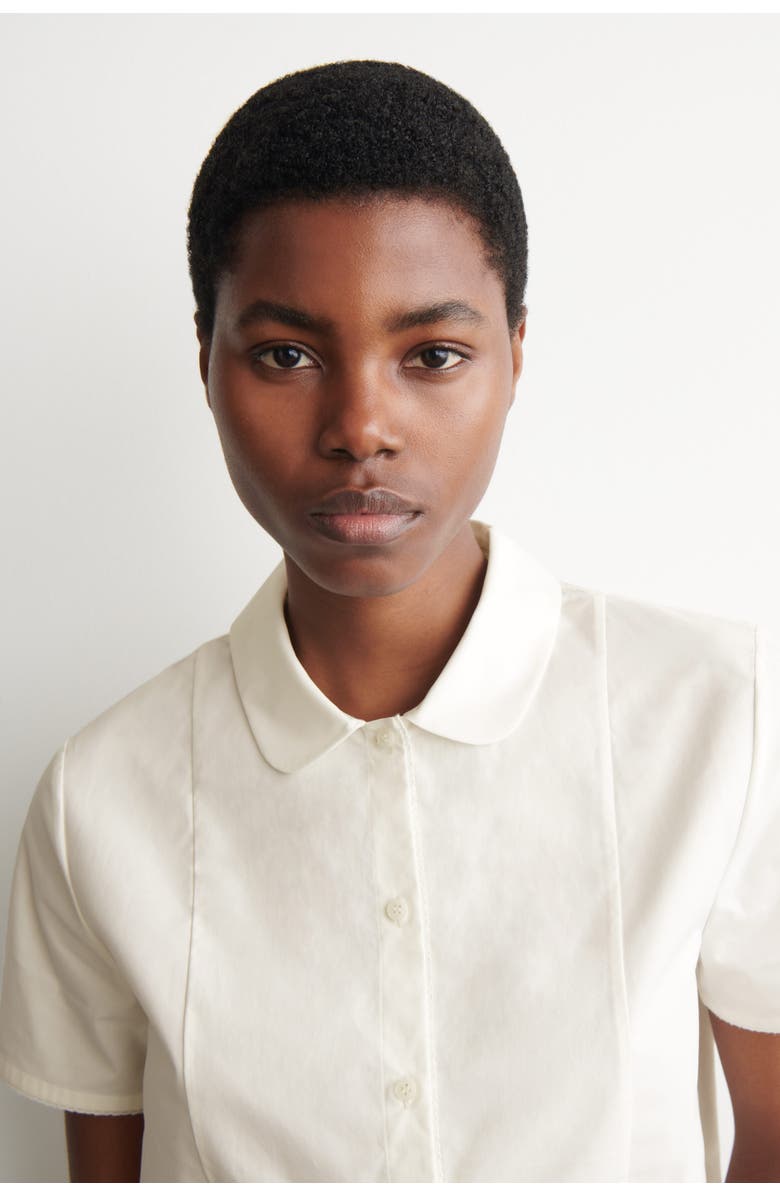 COS Curved-Collar Cotton Poplin Shirt, Alternate, color, White