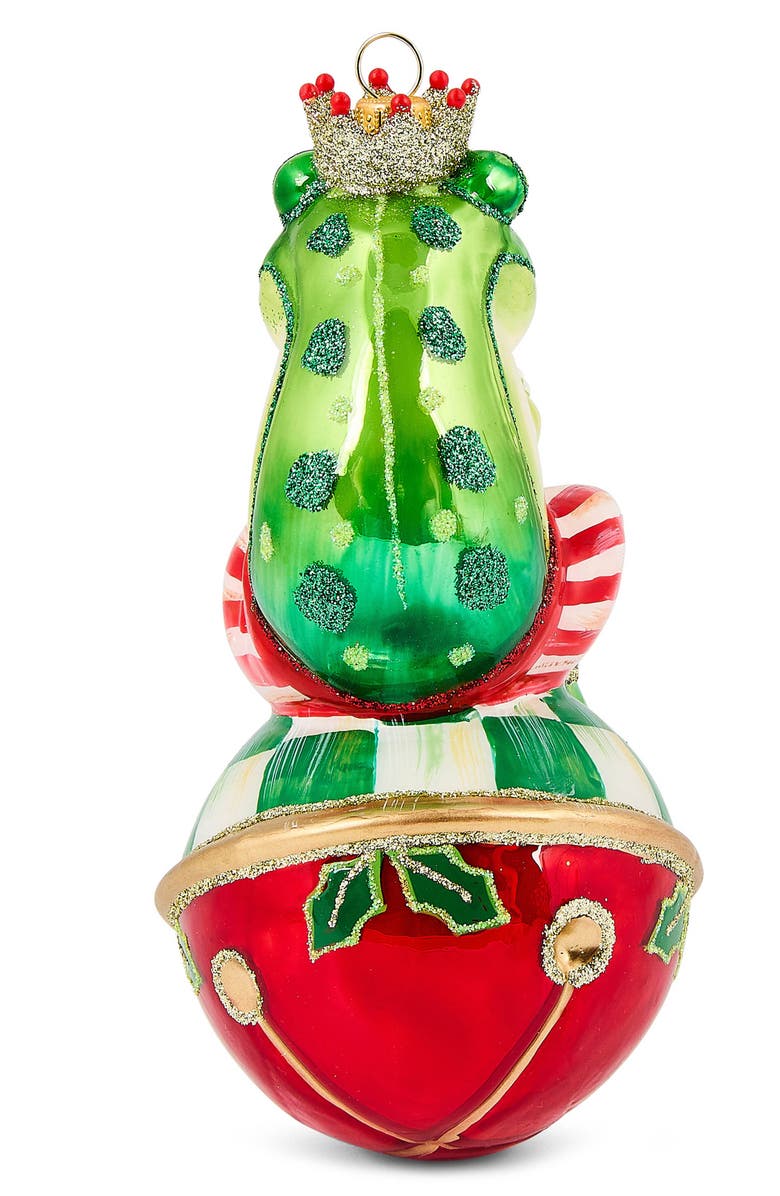 MACKENZIE CHILDS Check it Out Mr. Jingles Glass Ornament, Alternate, color, Green