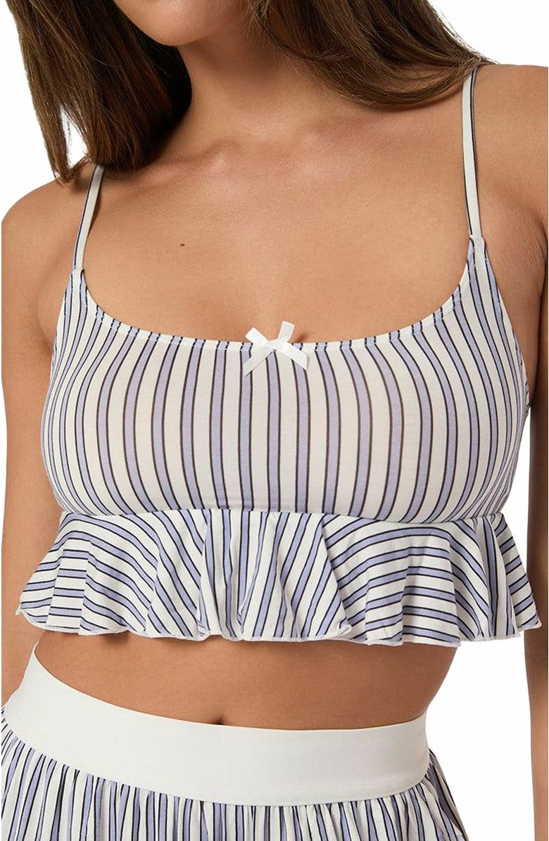 WeWoreWhat Babydoll Cropped Tank, Alternate, color, Lilac/Drk Navy