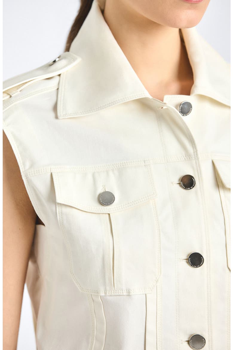 Illiana Stretch Cotton Blend Utility Vest, Alternate, color, SOFT WHITE