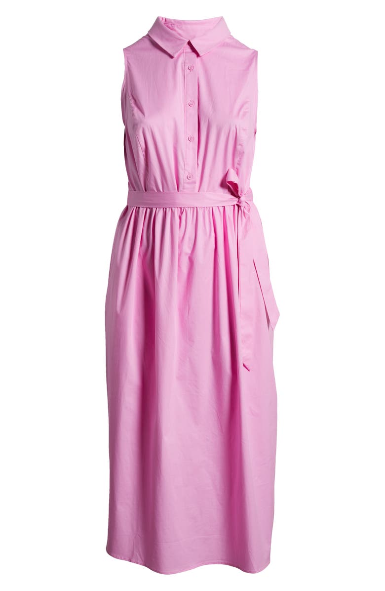 Maggy London Tie Waist Sleeveless Stretch Poplin Shirtdress, Alternate, color, Pastel Lavender